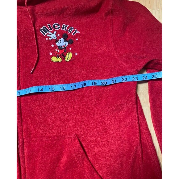 Disney Mickey Mouse Size Large L Hoodie Fleece Full Zip Jacket Red - Picture 5 of 8